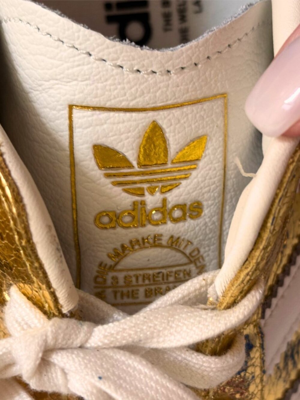 ADIDAS Samba OG Gold Metallic Crinkle Leather Sneaker US 8 - Picture 6 of 16